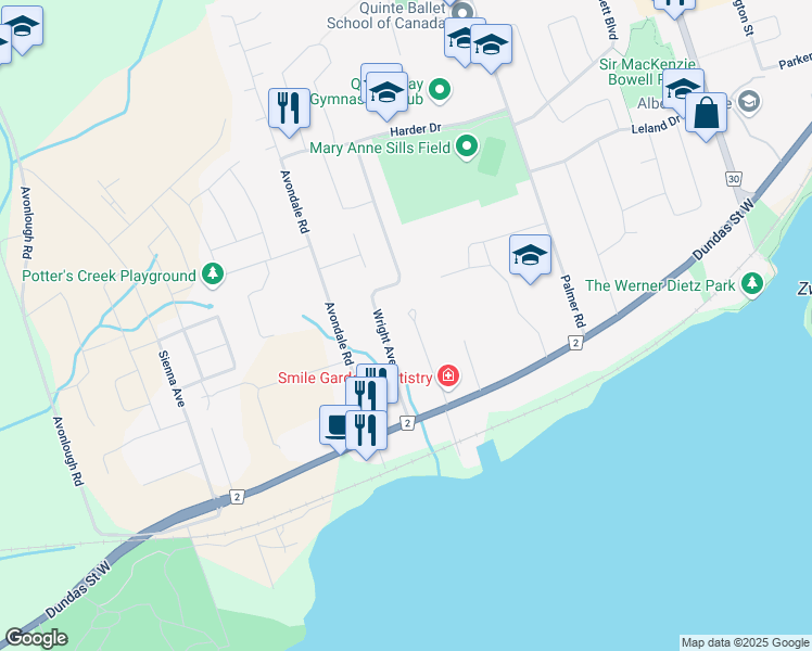 map of restaurants, bars, coffee shops, grocery stores, and more near 32 Applewood Drive in Belleville