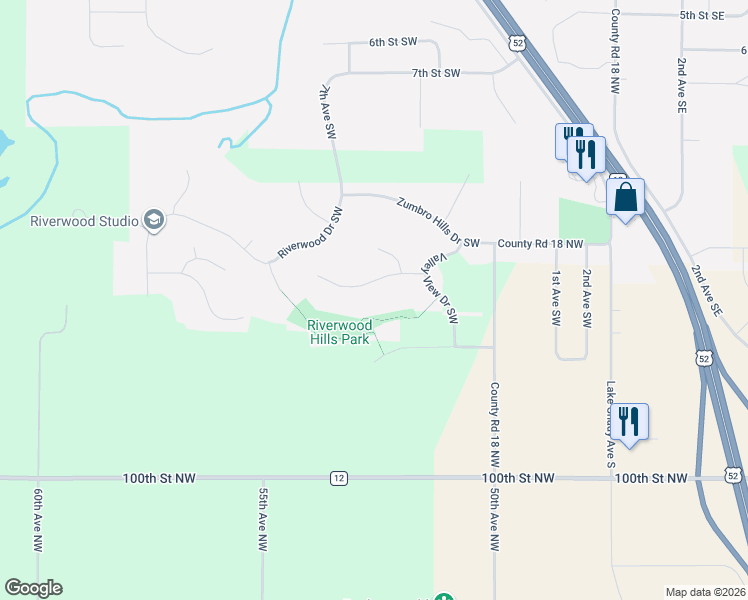 map of restaurants, bars, coffee shops, grocery stores, and more near 650 Valley View Road Southwest in Oronoco