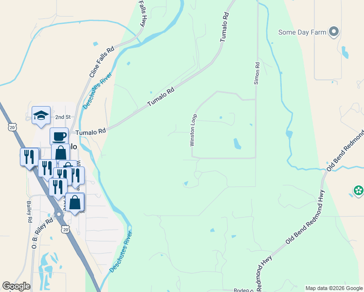 map of restaurants, bars, coffee shops, grocery stores, and more near 20180 Winston Loop in Bend