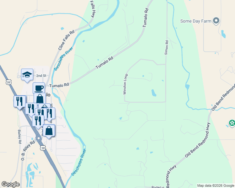 map of restaurants, bars, coffee shops, grocery stores, and more near 20180 Winston Loop in Bend