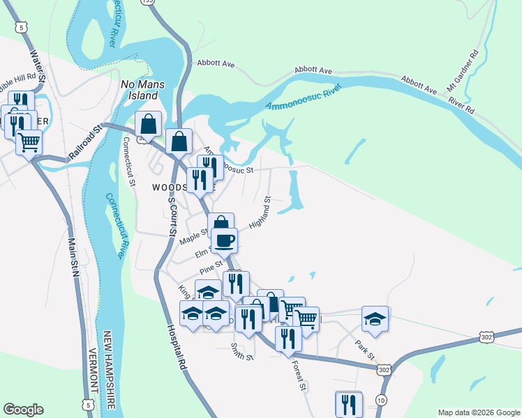 map of restaurants, bars, coffee shops, grocery stores, and more near 8 Highland Street in Haverhill