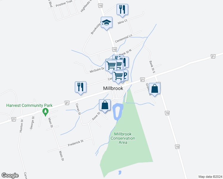 map of restaurants, bars, coffee shops, grocery stores, and more near in Peterborough County