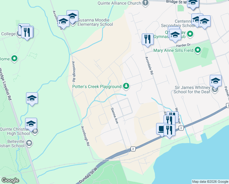 map of restaurants, bars, coffee shops, grocery stores, and more near 56 Deacon Place in Belleville