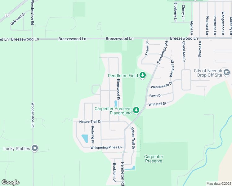map of restaurants, bars, coffee shops, grocery stores, and more near 1563 Kingswood Drive in Neenah