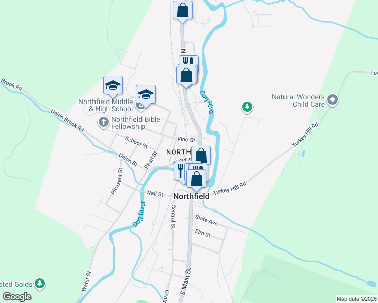 map of restaurants, bars, coffee shops, grocery stores, and more near in Northfield