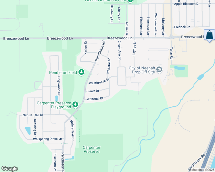 map of restaurants, bars, coffee shops, grocery stores, and more near 1511 Whitetail Drive in Neenah