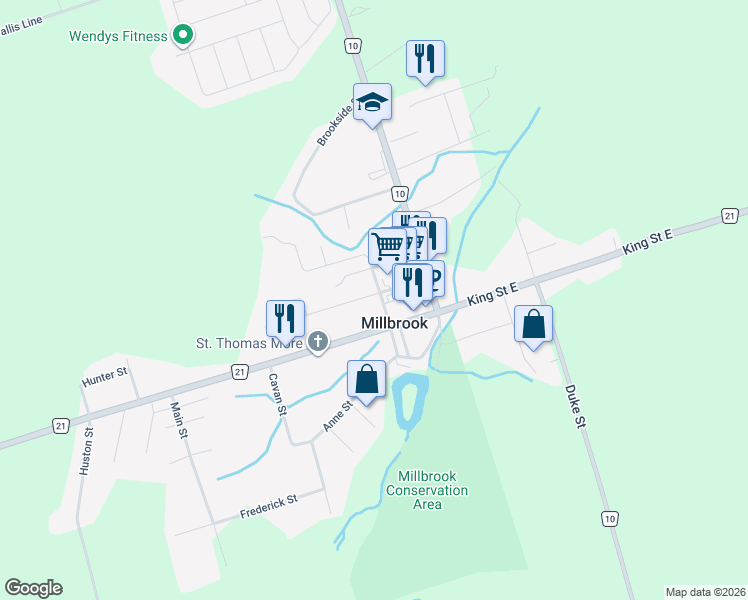 map of restaurants, bars, coffee shops, grocery stores, and more near 13 Union Street in Millbrook