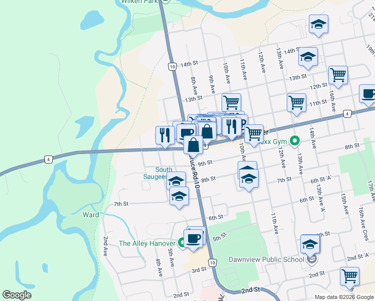 map of restaurants, bars, coffee shops, grocery stores, and more near 470 7th Avenue in Hanover