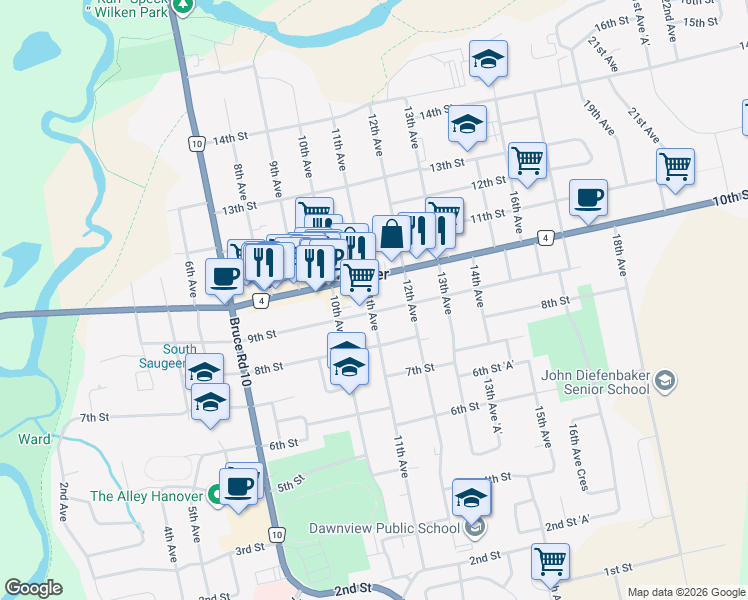 map of restaurants, bars, coffee shops, grocery stores, and more near 433 11th Avenue in Hanover