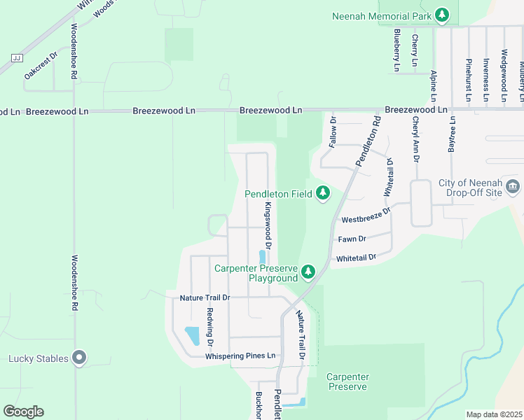 map of restaurants, bars, coffee shops, grocery stores, and more near 1543 Kingswood Drive in Neenah
