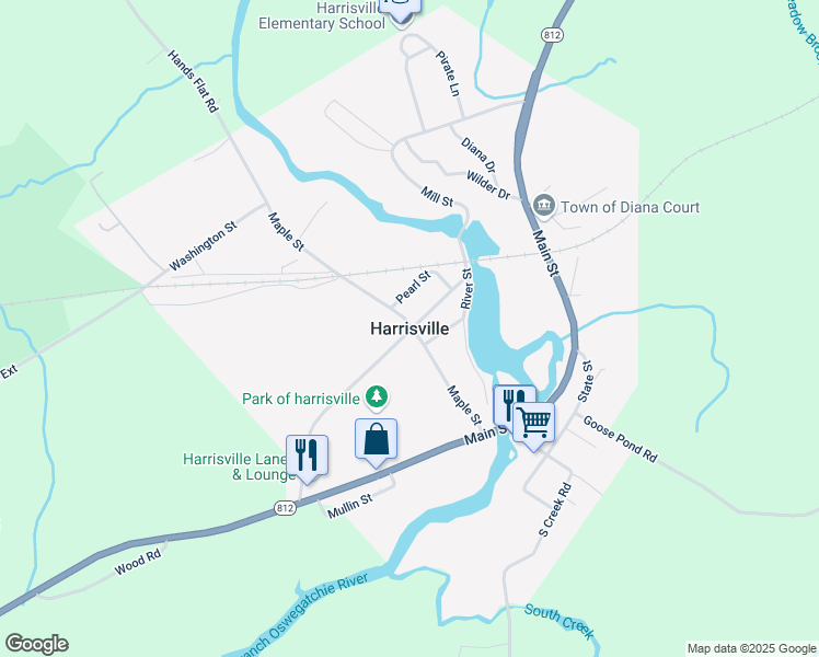 map of restaurants, bars, coffee shops, grocery stores, and more near in Harrisville
