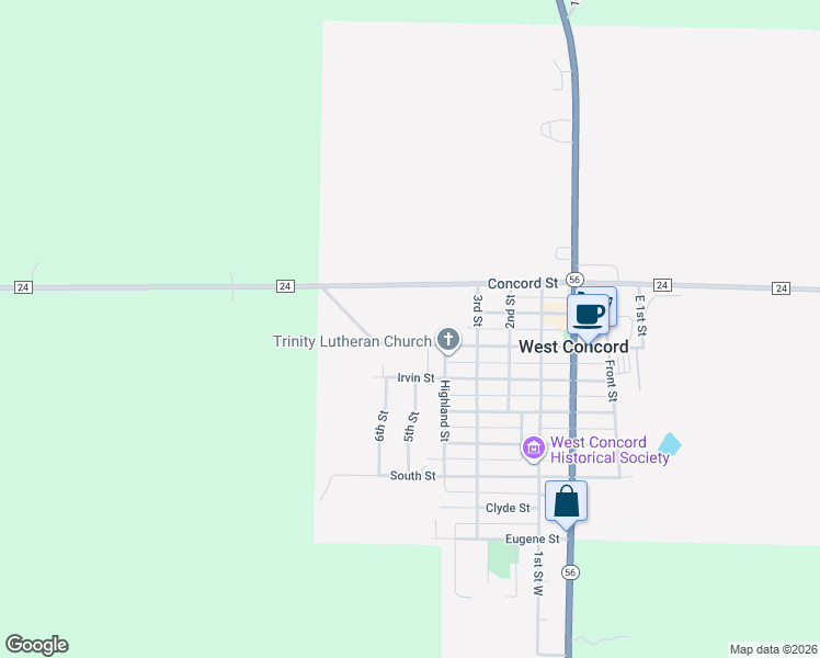 map of restaurants, bars, coffee shops, grocery stores, and more near 620 Main Street in West Concord