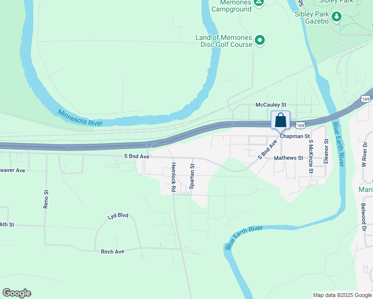 map of restaurants, bars, coffee shops, grocery stores, and more near 714 Southbend Avenue in Mankato