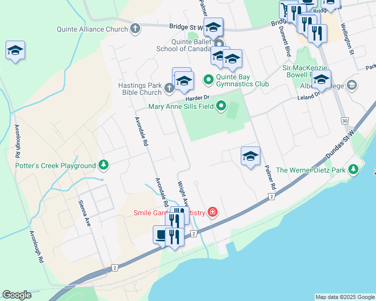 map of restaurants, bars, coffee shops, grocery stores, and more near 149 Wright Avenue in Belleville