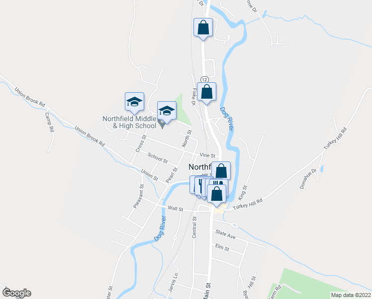 map of restaurants, bars, coffee shops, grocery stores, and more near 150 Vine Street in Northfield