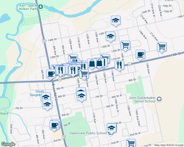 map of restaurants, bars, coffee shops, grocery stores, and more near 405 10th Street in Hanover