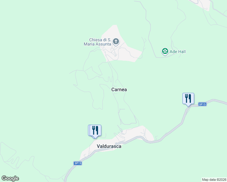 map of restaurants, bars, coffee shops, grocery stores, and more near 13 Via San Rocco in Carnea