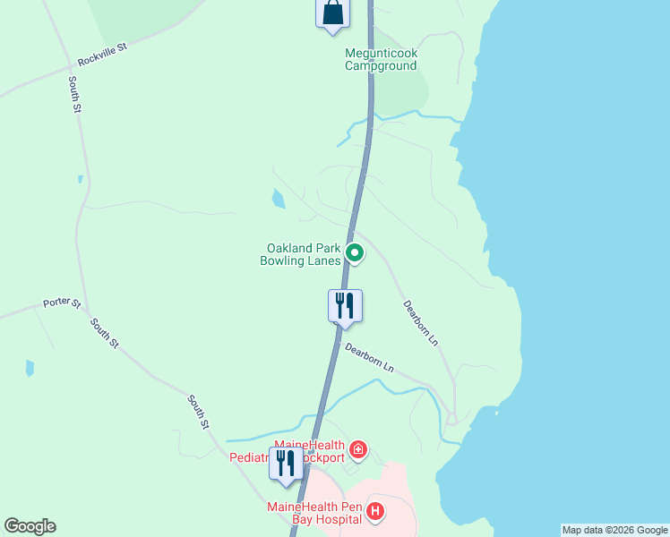 map of restaurants, bars, coffee shops, grocery stores, and more near 737 Commercial Street in Rockport