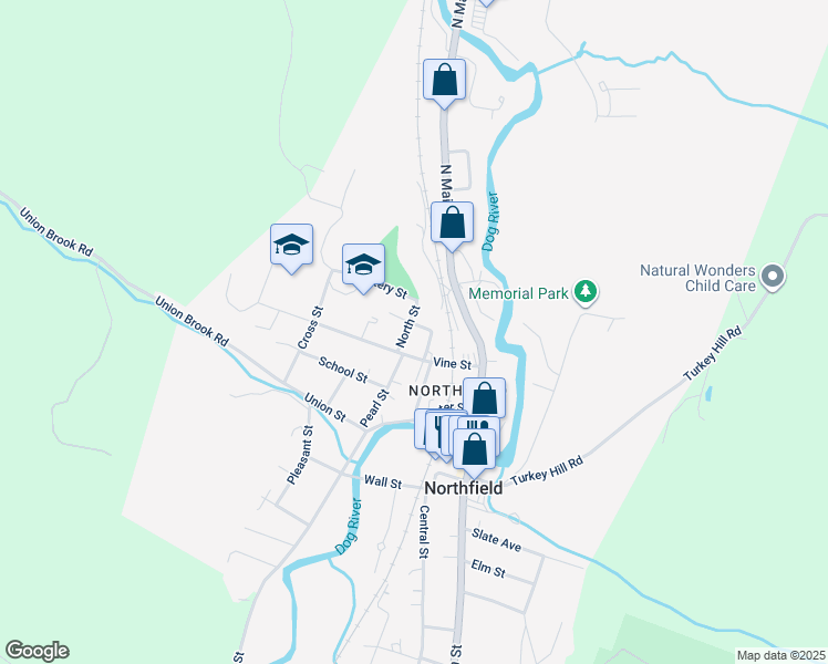 map of restaurants, bars, coffee shops, grocery stores, and more near 150 Vine Street in Northfield