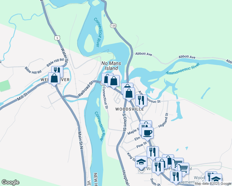 map of restaurants, bars, coffee shops, grocery stores, and more near 29 1/2 Central Street in Haverhill