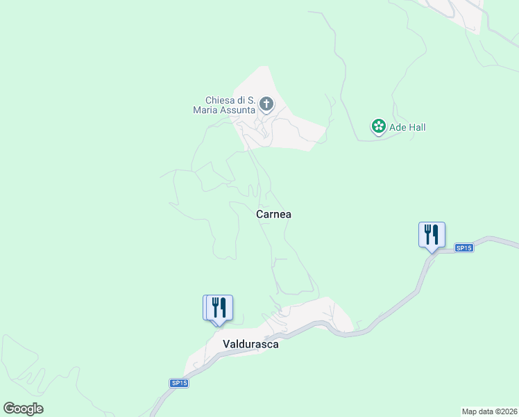 map of restaurants, bars, coffee shops, grocery stores, and more near 13 Via San Rocco in Carnea