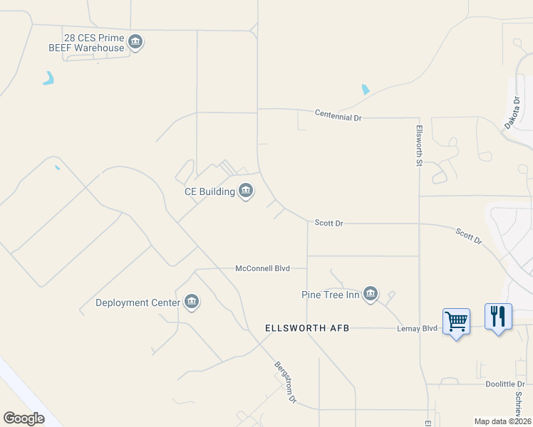 map of restaurants, bars, coffee shops, grocery stores, and more near in Meade County