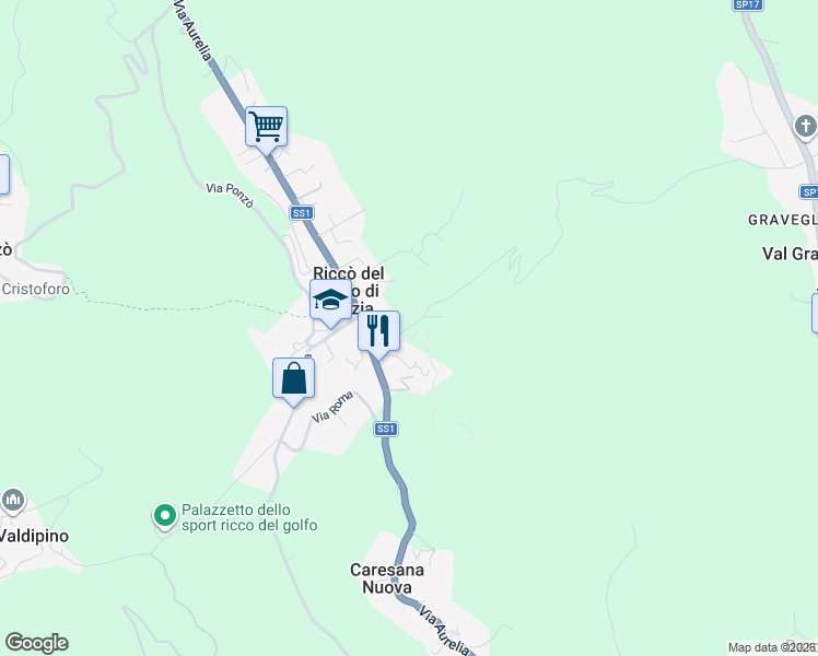 map of restaurants, bars, coffee shops, grocery stores, and more near 4 Via della Repubblica in Riccò del Golfo