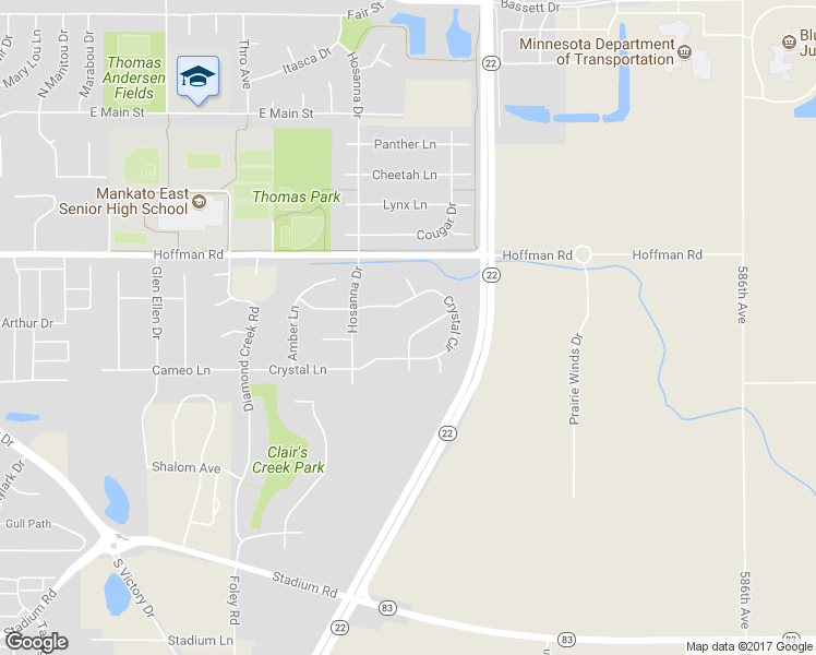 map of restaurants, bars, coffee shops, grocery stores, and more near 112 Jade Lane in Mankato