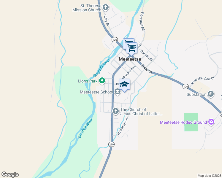 map of restaurants, bars, coffee shops, grocery stores, and more near 1429 Hays Avenue in Meeteetse