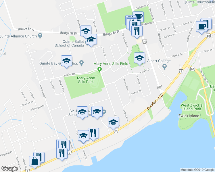 map of restaurants, bars, coffee shops, grocery stores, and more near 67 Leland Drive in Belleville