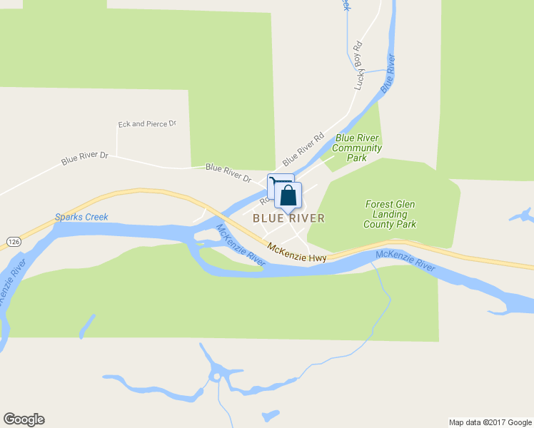 map of restaurants, bars, coffee shops, grocery stores, and more near 51727 Echo Street in Lane County