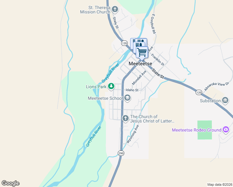 map of restaurants, bars, coffee shops, grocery stores, and more near 1429 Hays Ave in Meeteetse