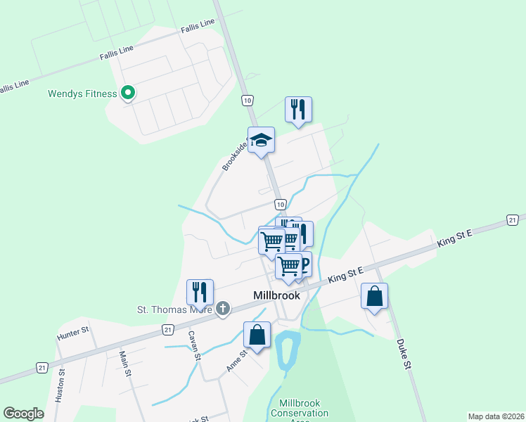 map of restaurants, bars, coffee shops, grocery stores, and more near 9 Brookside Street in Millbrook