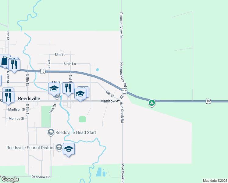 map of restaurants, bars, coffee shops, grocery stores, and more near 104 Mill St in Reedsville
