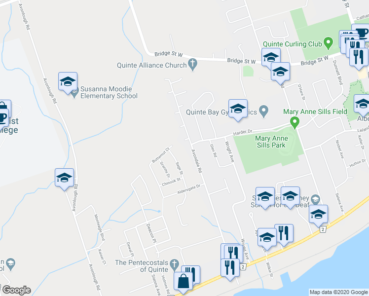 map of restaurants, bars, coffee shops, grocery stores, and more near 184 Avondale Road in Belleville