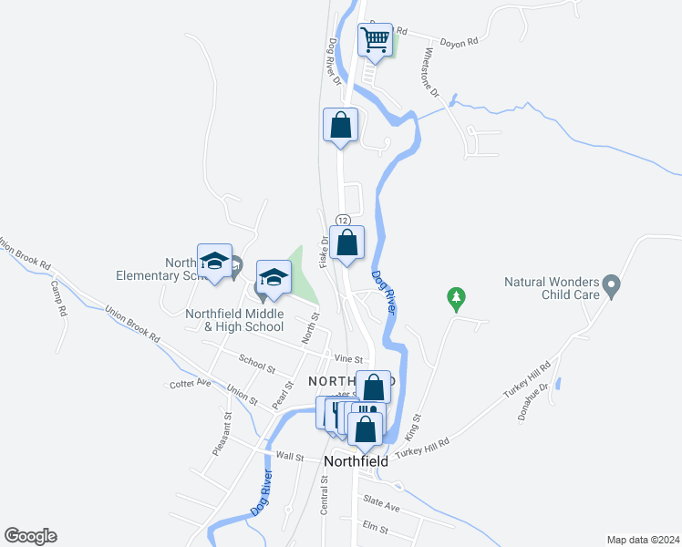 map of restaurants, bars, coffee shops, grocery stores, and more near 473 North Main Street in Northfield