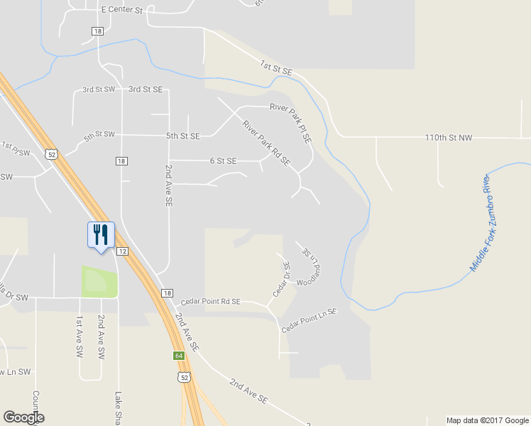 map of restaurants, bars, coffee shops, grocery stores, and more near 760 Timberline Drive Southeast in Oronoco