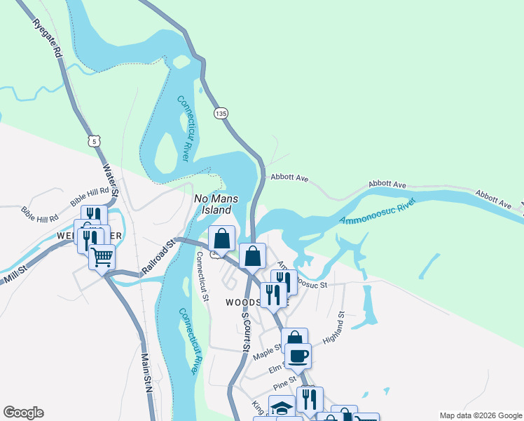map of restaurants, bars, coffee shops, grocery stores, and more near 50 Monroe Road in Bath