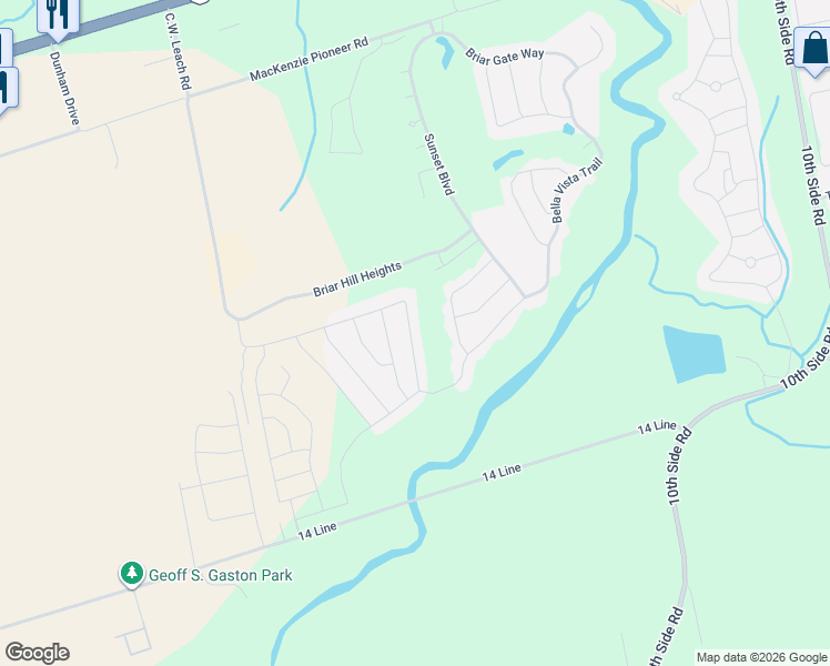 map of restaurants, bars, coffee shops, grocery stores, and more near 159 Ridge Way in New Tecumseth