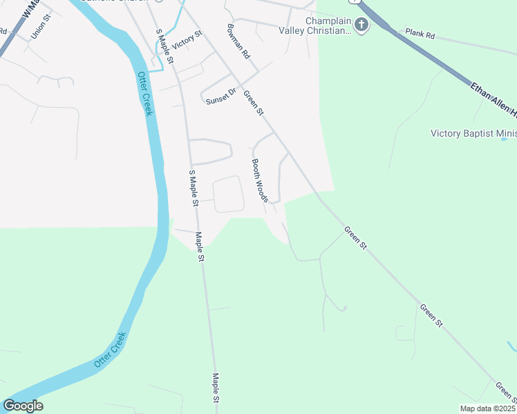 map of restaurants, bars, coffee shops, grocery stores, and more near 23 Booth Woods in Vergennes