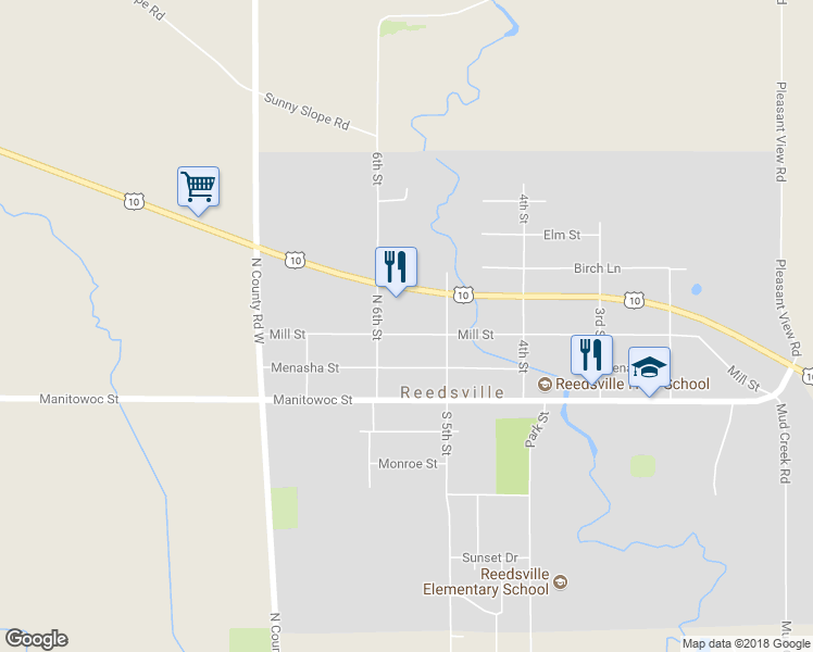 map of restaurants, bars, coffee shops, grocery stores, and more near 528 Mill Street in Reedsville