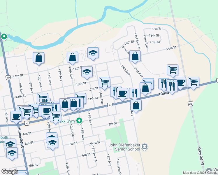 map of restaurants, bars, coffee shops, grocery stores, and more near 591 12th Street in Hanover