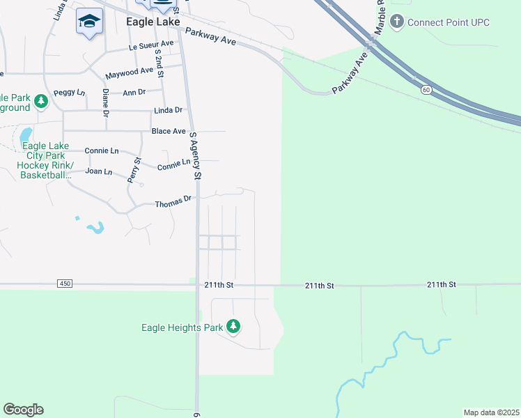map of restaurants, bars, coffee shops, grocery stores, and more near 615 Maple Lane in Eagle Lake