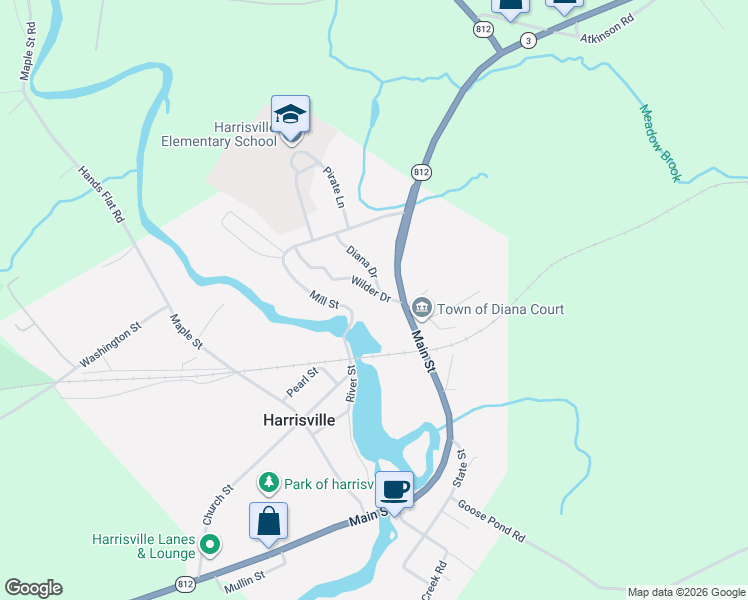 map of restaurants, bars, coffee shops, grocery stores, and more near 14442 Wilder Drive in Harrisville
