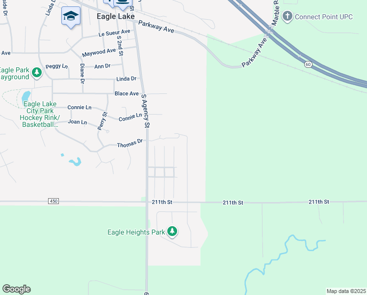 map of restaurants, bars, coffee shops, grocery stores, and more near 604 Maple Lane in Eagle Lake