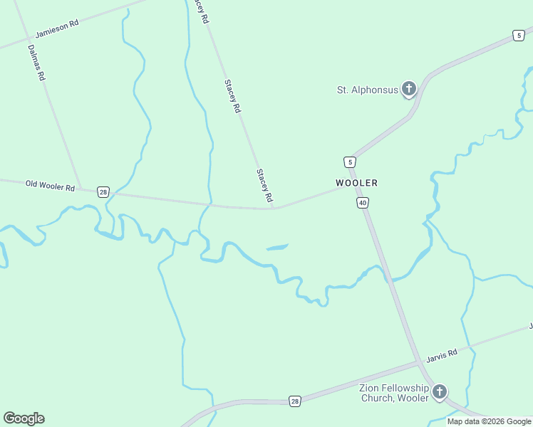map of restaurants, bars, coffee shops, grocery stores, and more near 1721 Old Wooler Road in Quinte West