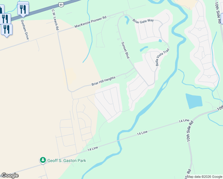 map of restaurants, bars, coffee shops, grocery stores, and more near 33 Vista Gardens in New Tecumseth