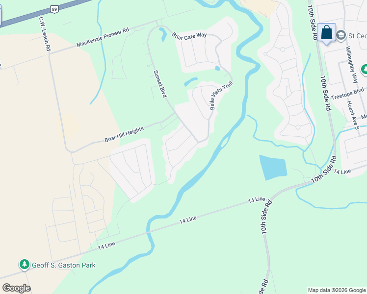 map of restaurants, bars, coffee shops, grocery stores, and more near 13 Montebello Terrace in New Tecumseth