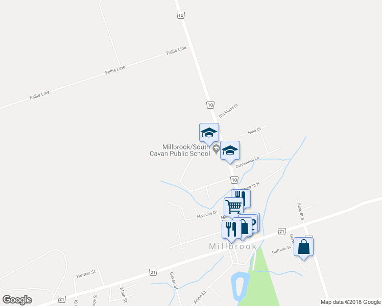 map of restaurants, bars, coffee shops, grocery stores, and more near 83 Brookside Street in Millbrook