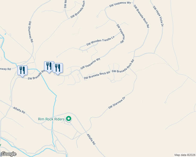 map of restaurants, bars, coffee shops, grocery stores, and more near 16740 South West Brasada Ranch Road in Powell Butte